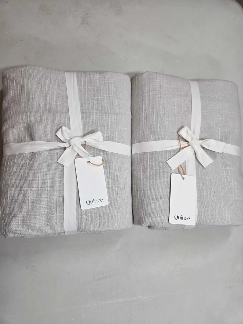 NWT QUINCE Set Of 2 48x84 Cotton Slub Blackout Curtains Cloud 0843